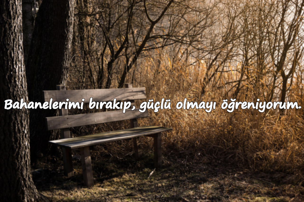 Bahanelerimi bırakıp, güçlü olmayı öğreniyorum.
