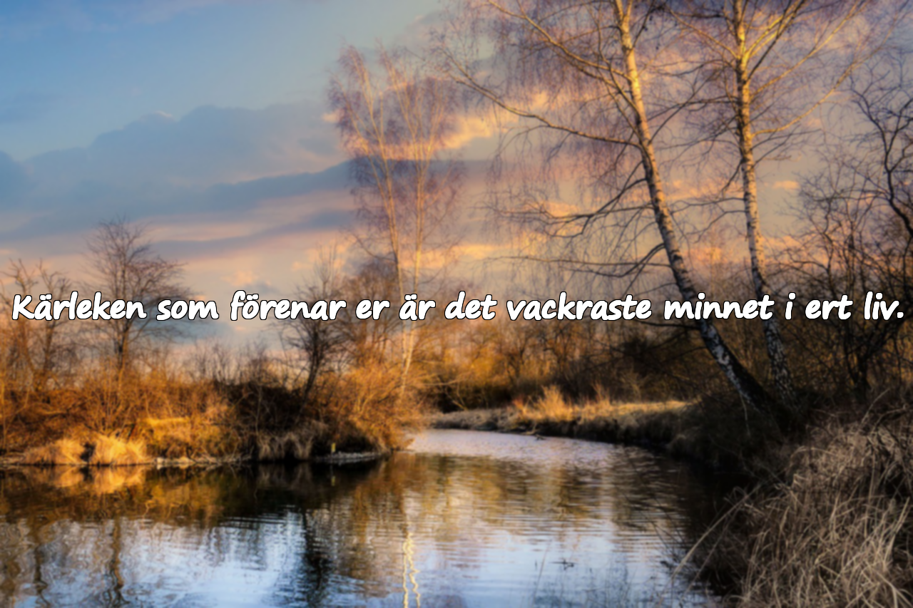Kärleken som förenar er är det vackraste minnet i ert liv.
