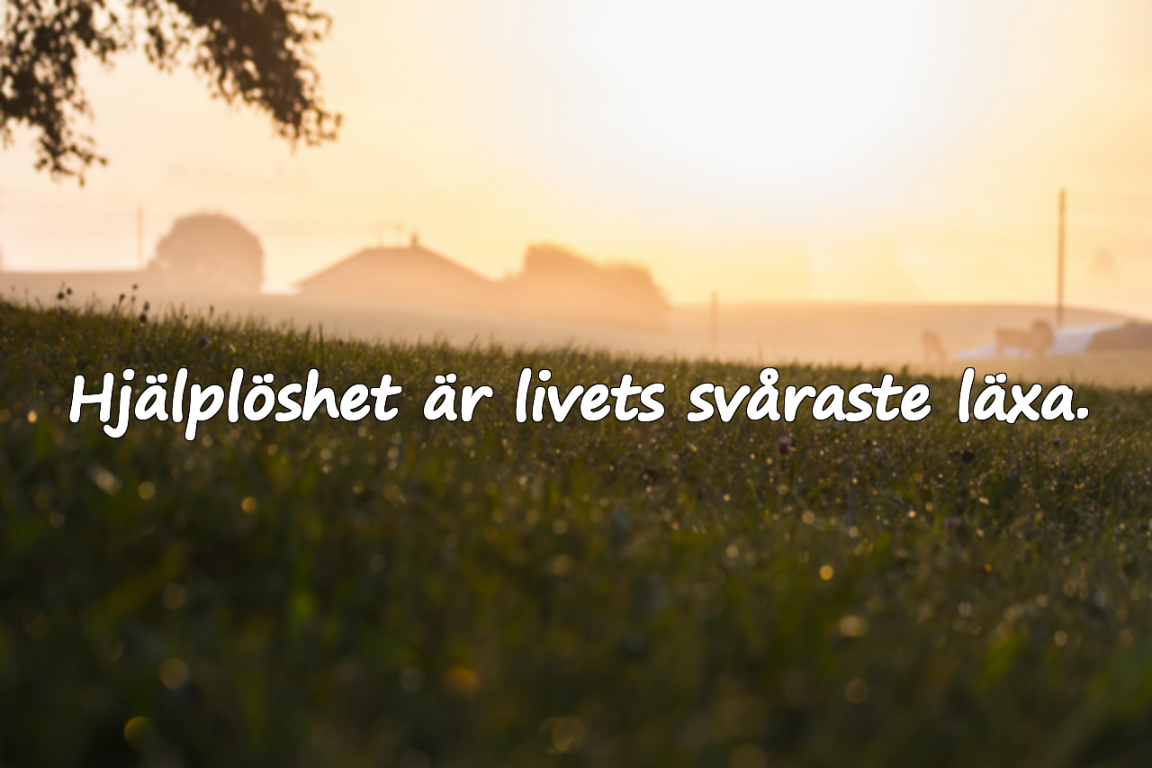 Hjälplöshet är livets svåraste läxa.