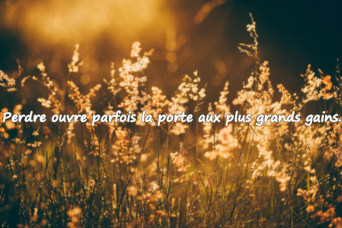 Perdre ouvre parfois la porte aux plus grands gains.