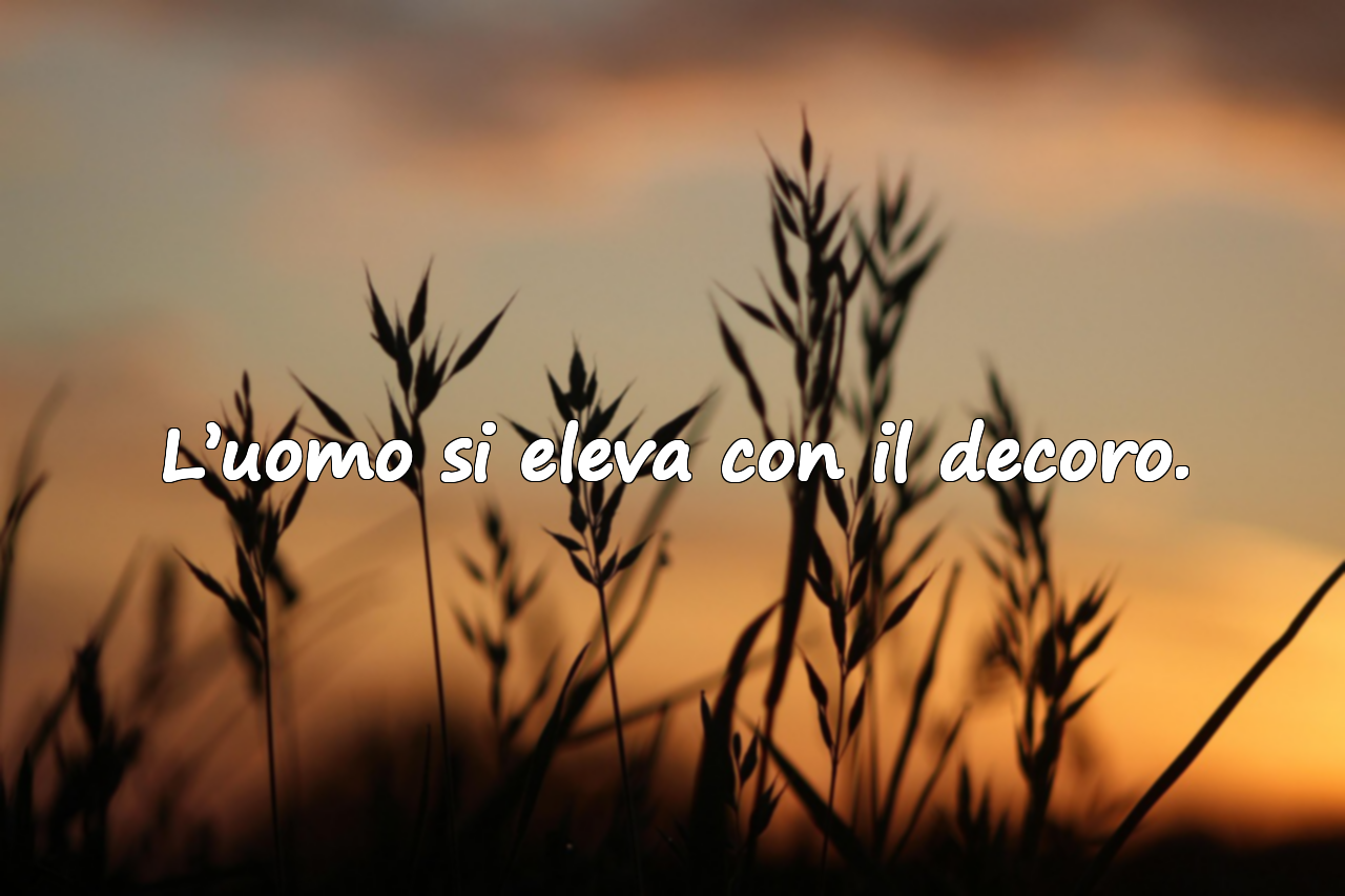 L’uomo si eleva con il decoro.