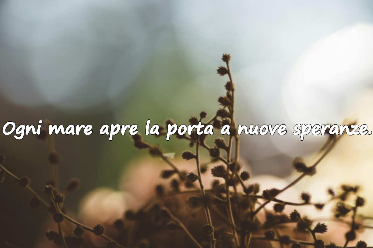Ogni mare apre la porta a nuove speranze.