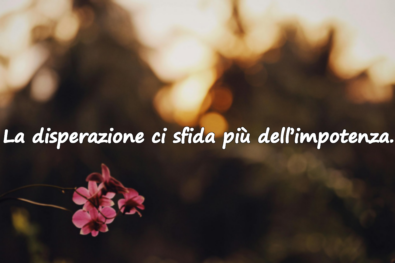 La disperazione ci sfida più dell’impotenza.
