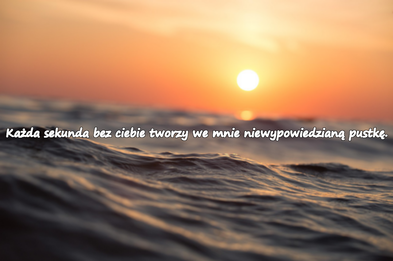 Każda sekunda bez ciebie tworzy we mnie niewypowiedzianą pustkę.