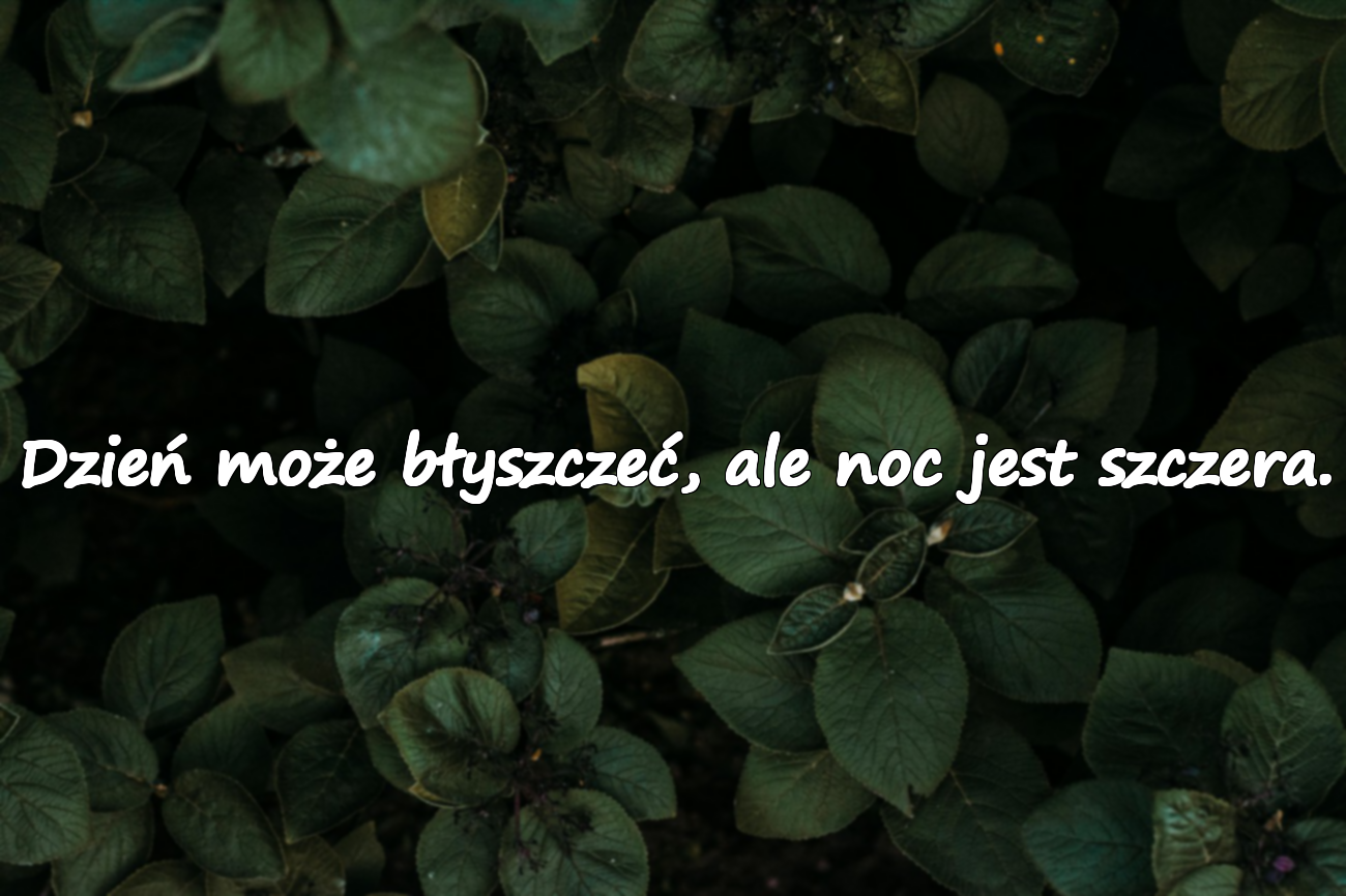 Dzień może błyszczeć, ale noc jest szczera.