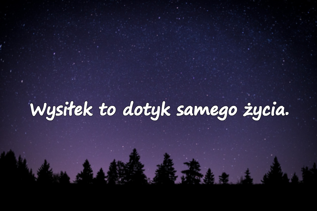 Wysiłek to dotyk samego życia.