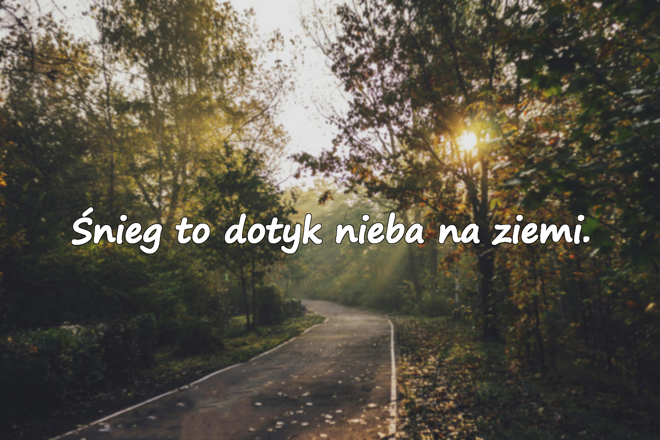 Śnieg to dotyk nieba na ziemi.