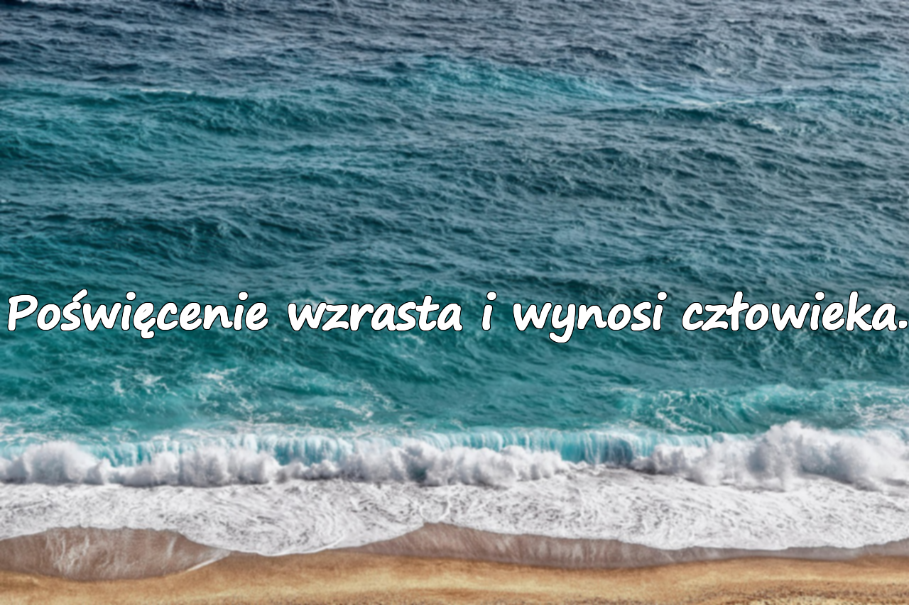 Poświęcenie wzrasta i wynosi człowieka.