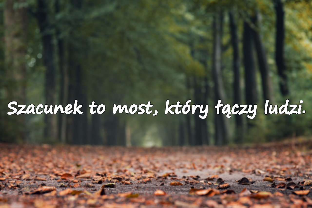 Szacunek to most, który łączy ludzi.