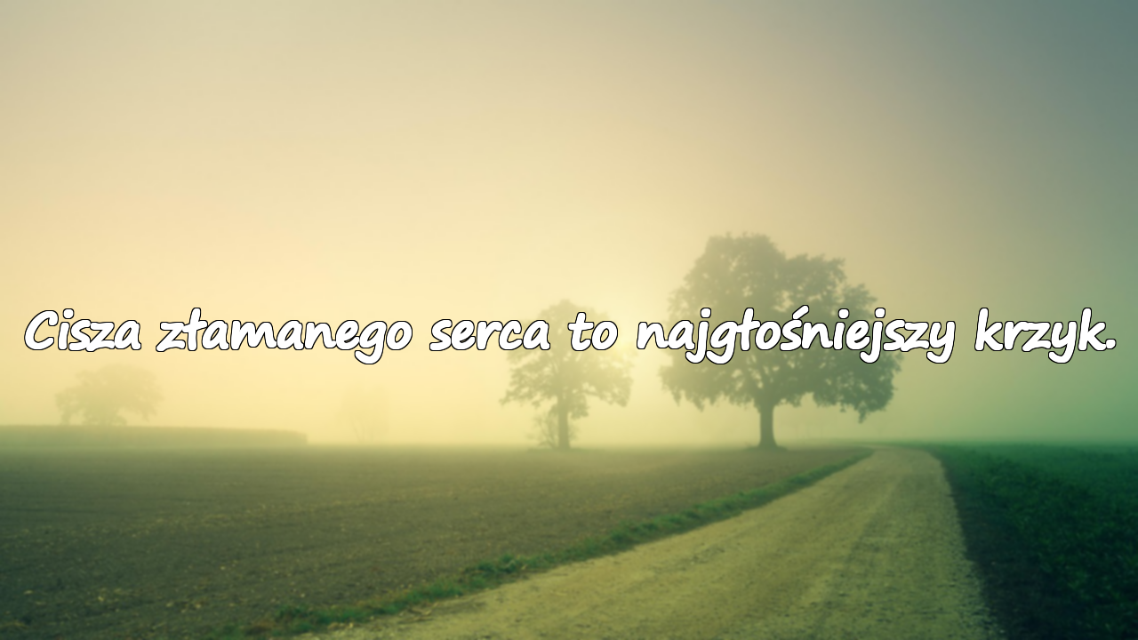 Cisza złamanego serca to najgłośniejszy krzyk.