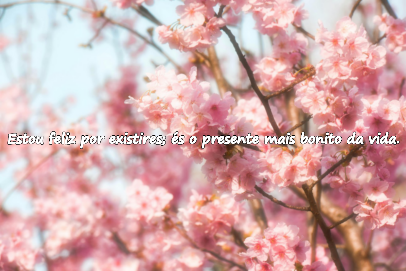 Estou feliz por existires; és o presente mais bonito da vida.