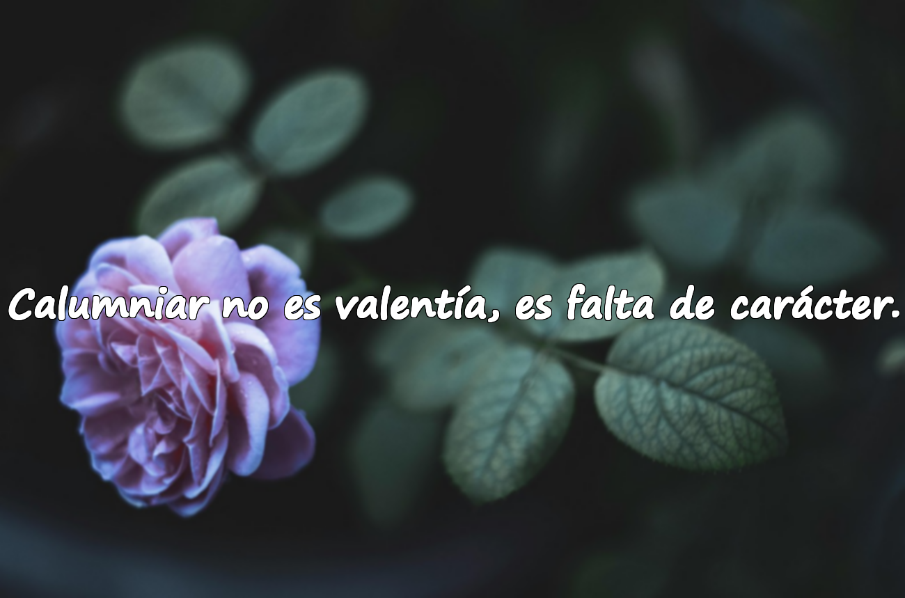Calumniar no es valentía, es falta de carácter.