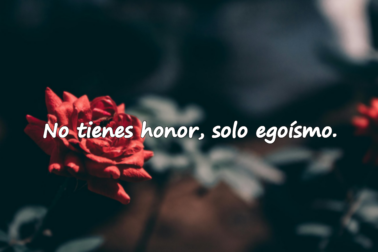 No tienes honor, solo egoísmo.
