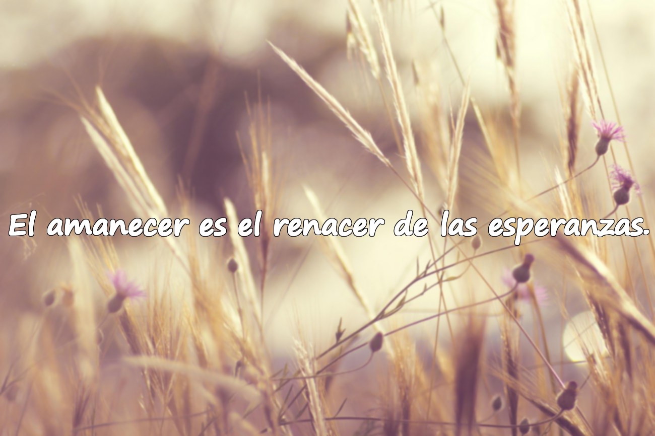 El amanecer es el renacer de las esperanzas.