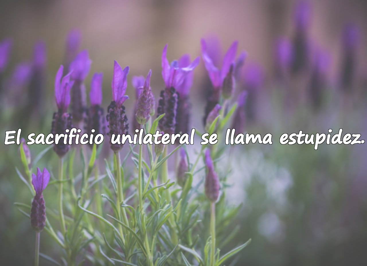 El sacrificio unilateral se llama estupidez.