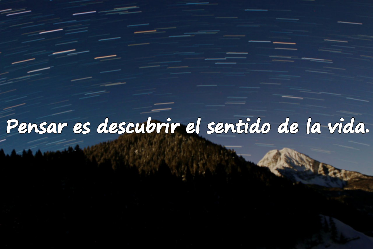 Pensar es descubrir el sentido de la vida.