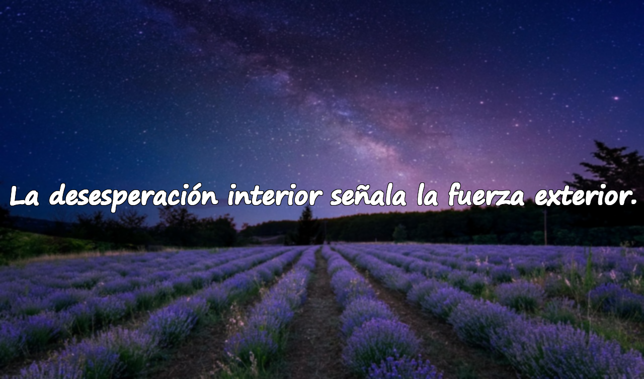 La desesperación interior señala la fuerza exterior.