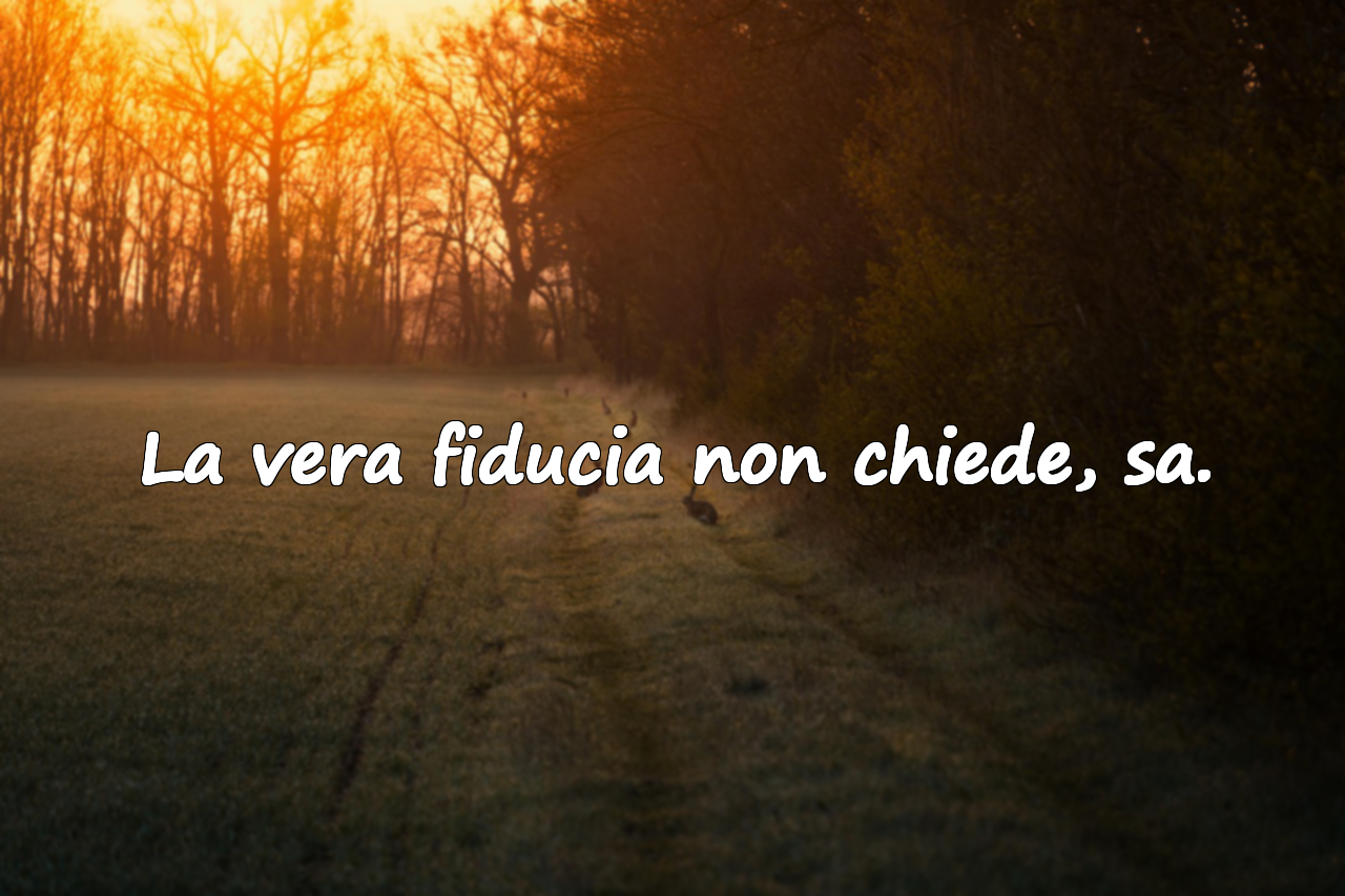 La vera fiducia non chiede, sa.