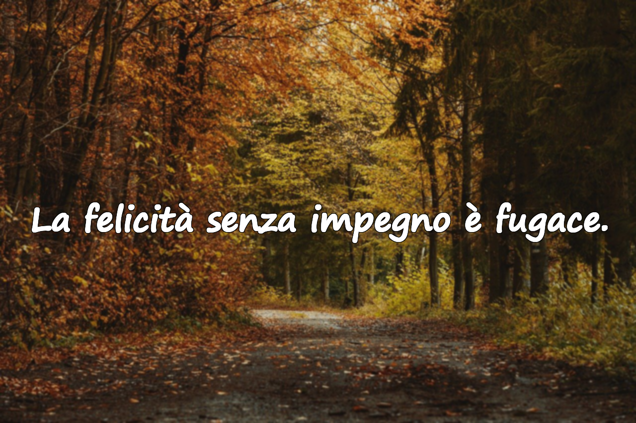 La felicità senza impegno è fugace.