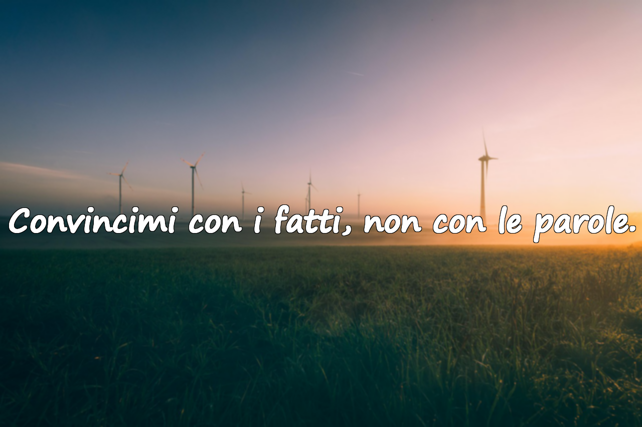 Convincimi con i fatti, non con le parole.
