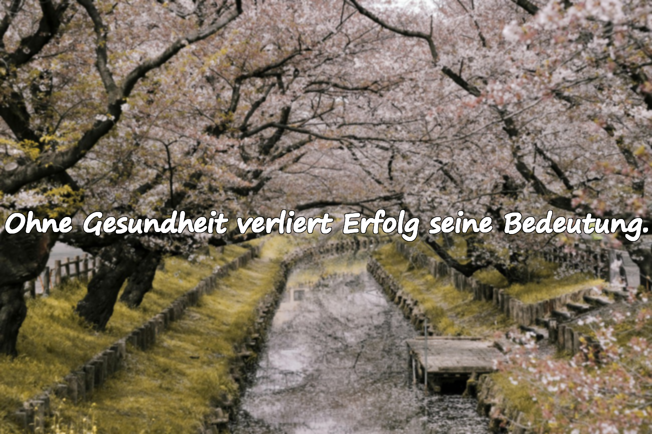 Ohne Gesundheit verliert Erfolg seine Bedeutung.