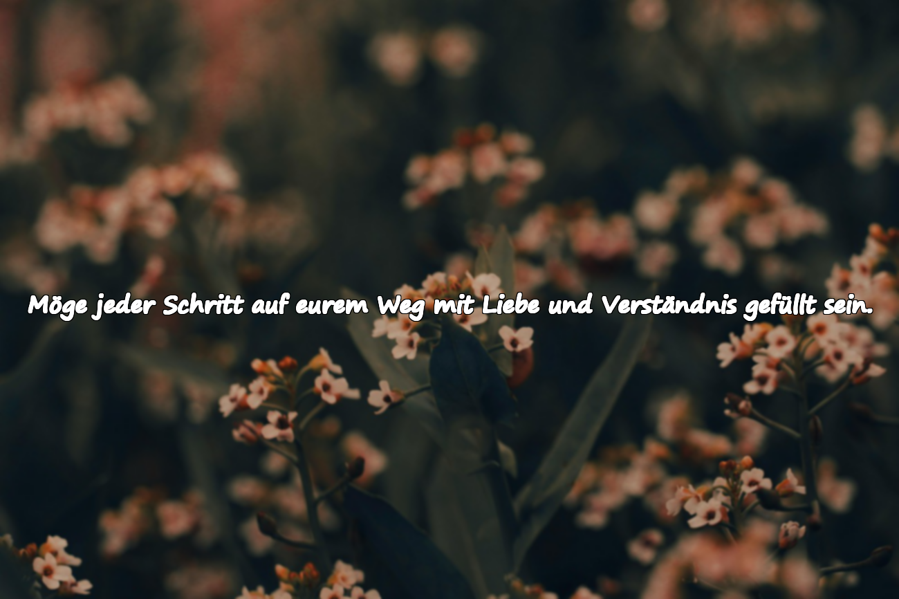 Möge jeder Schritt auf eurem Weg mit Liebe und Verständnis gefüllt sein.