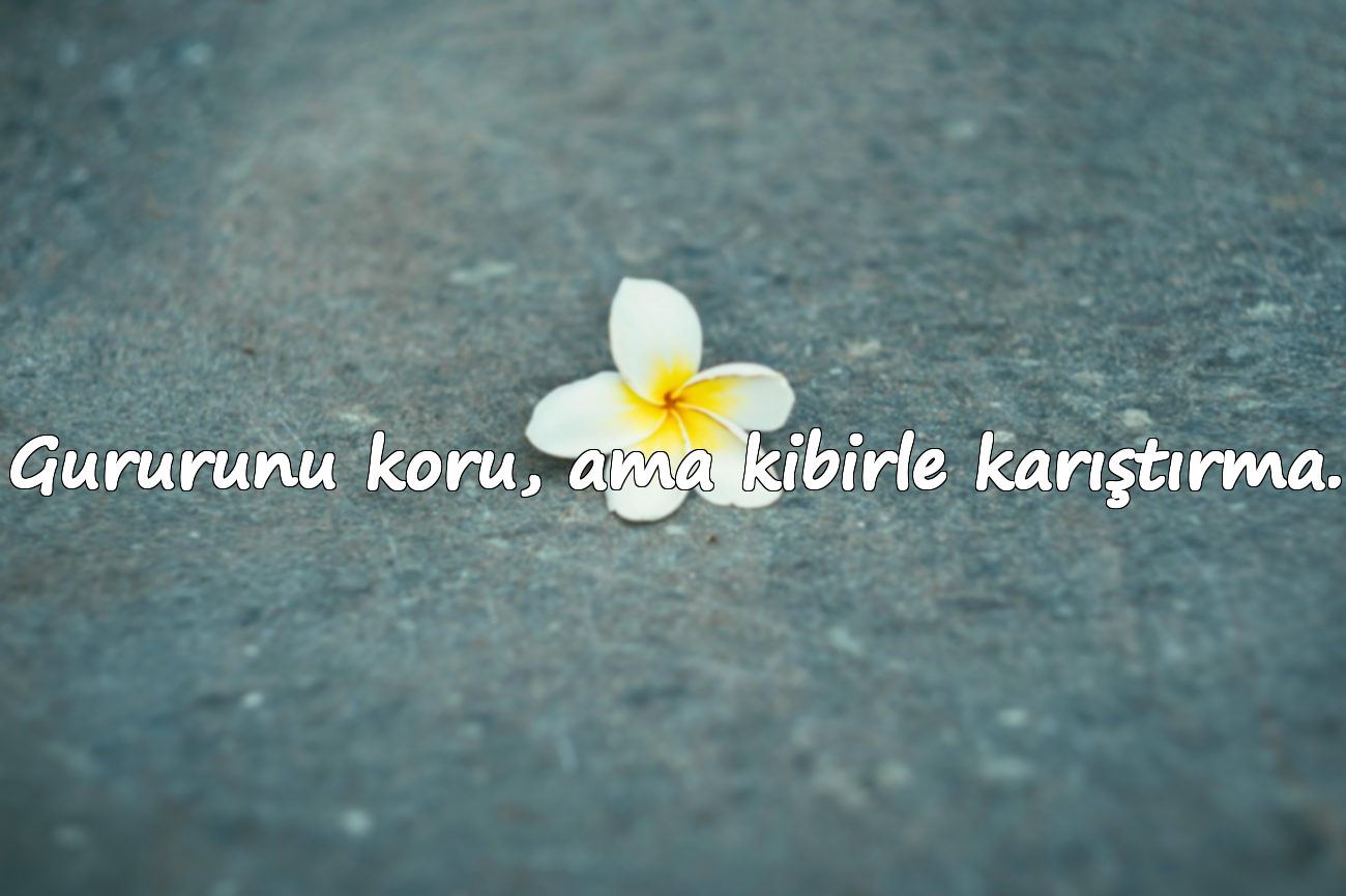 Gururunu koru, ama kibirle karıştırma.