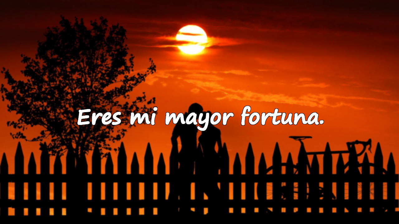 Eres mi mayor fortuna.