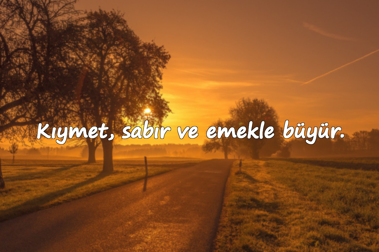Kıymet, sabır ve emekle büyür.