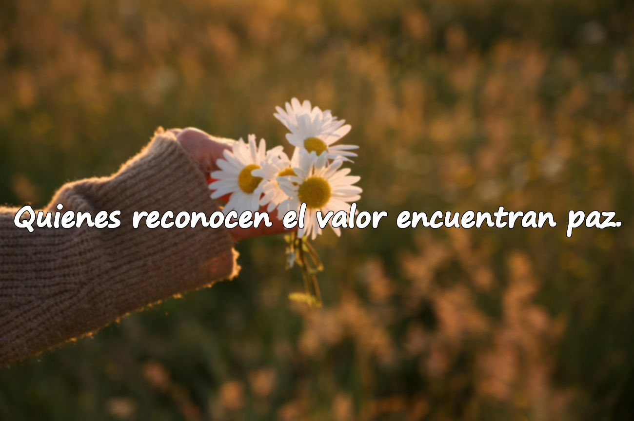 Quienes reconocen el valor encuentran paz.