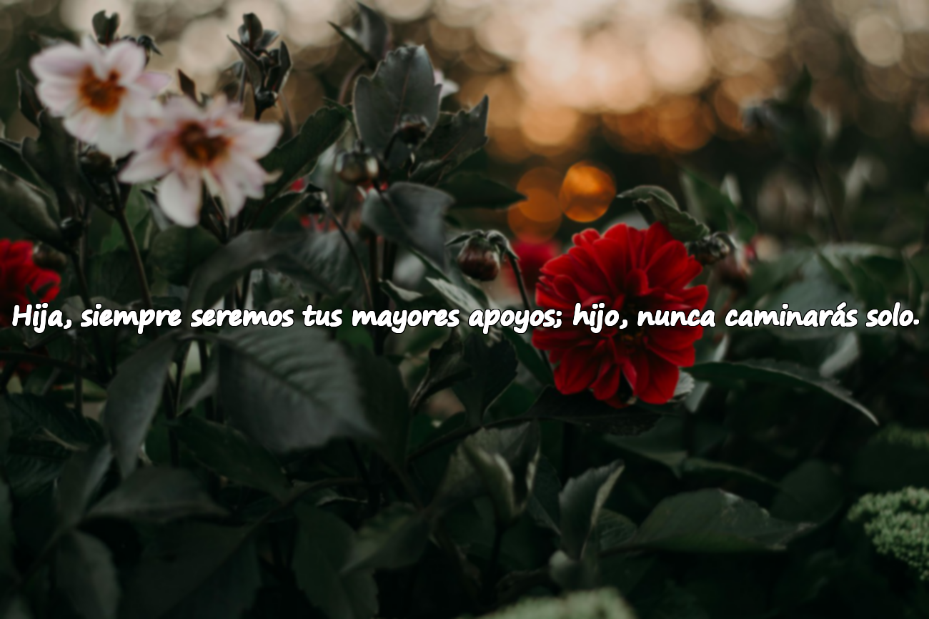 Hija, siempre seremos tus mayores apoyos; hijo, nunca caminarás solo.