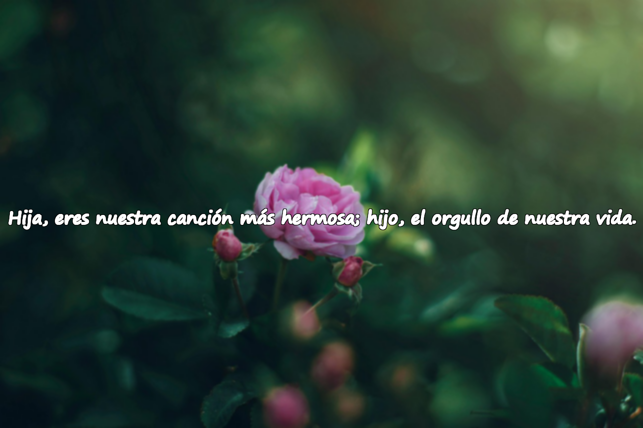 Hija, eres nuestra canción más hermosa; hijo, el orgullo de nuestra vida.