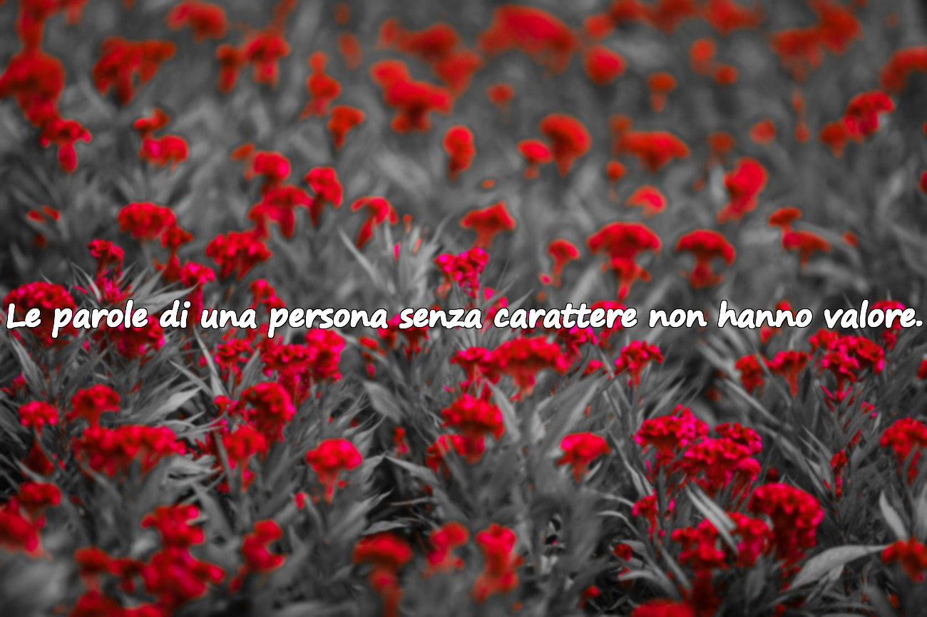 Le parole di una persona senza carattere non hanno valore.