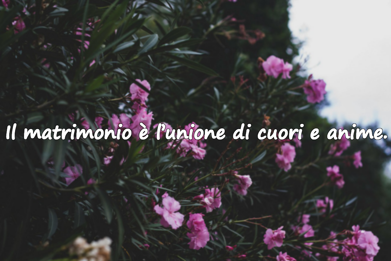 Il matrimonio è l’unione di cuori e anime.