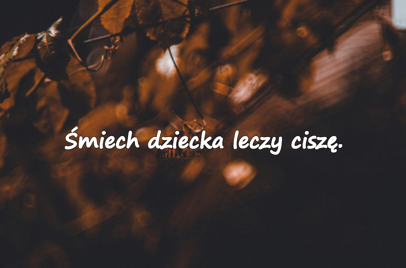 Śmiech dziecka leczy ciszę.