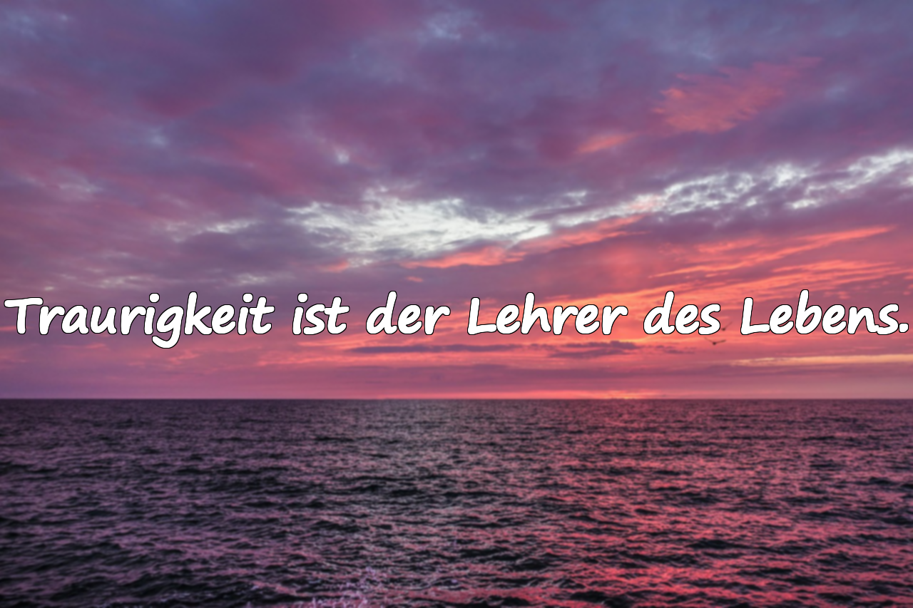 Traurigkeit ist der Lehrer des Lebens.