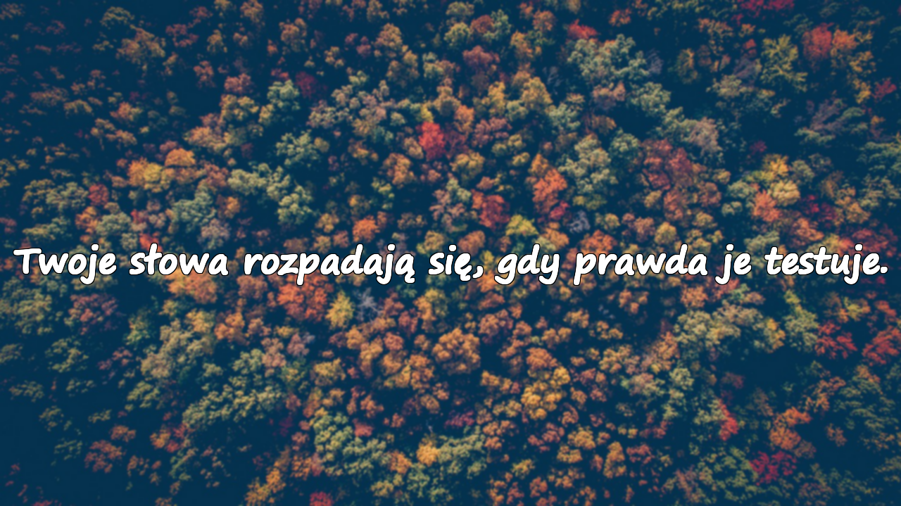 Twoje słowa rozpadają się, gdy prawda je testuje.