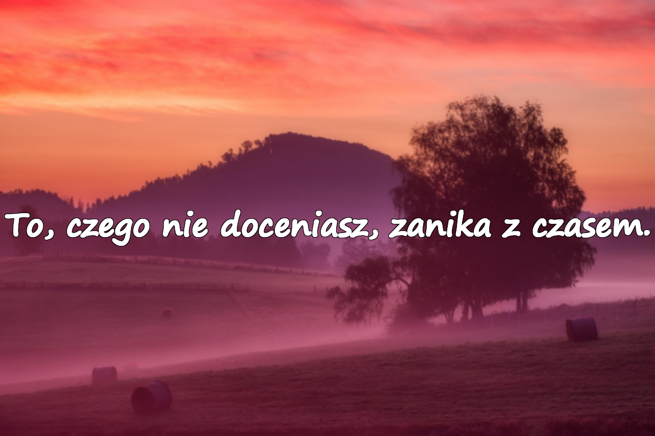 To, czego nie doceniasz, zanika z czasem.