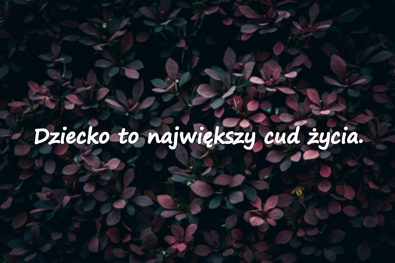 Dziecko to największy cud życia.