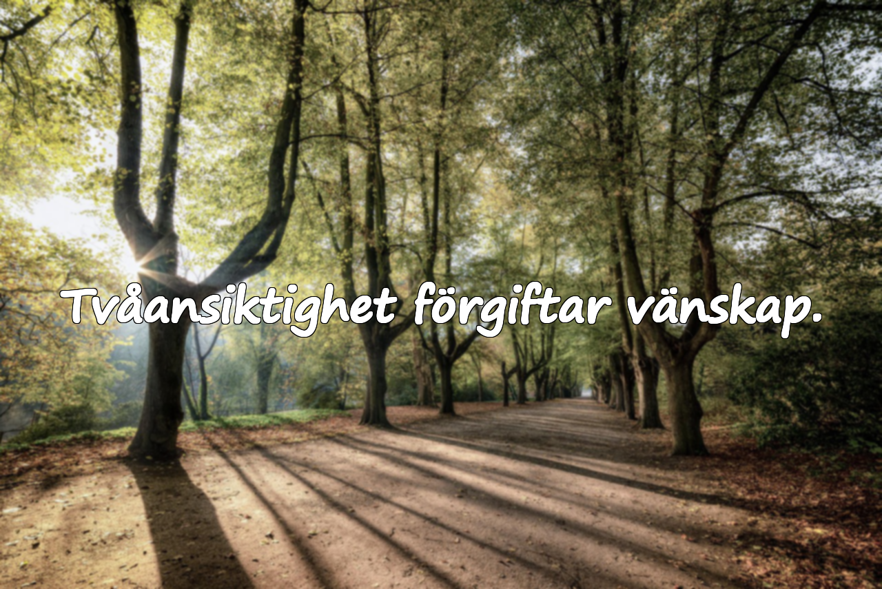 Tvåansiktighet förgiftar vänskap.