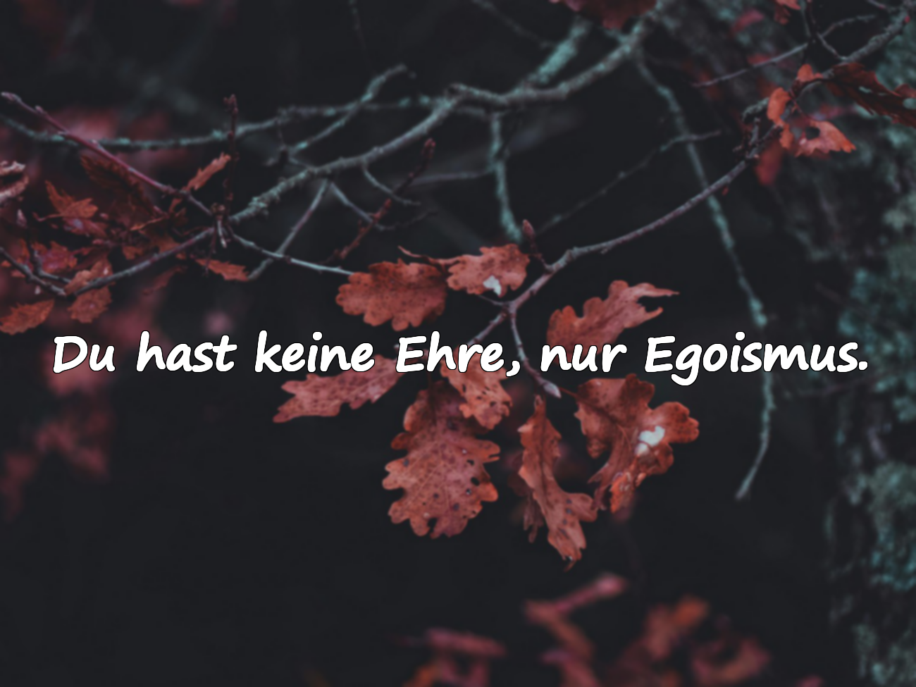 Du hast keine Ehre, nur Egoismus.