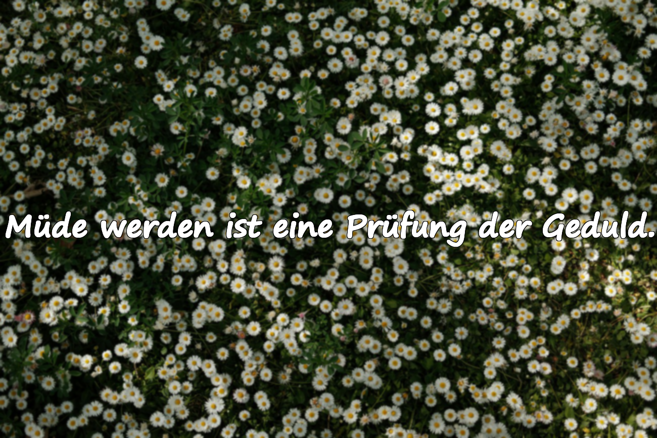 Müde werden ist eine Prüfung der Geduld.