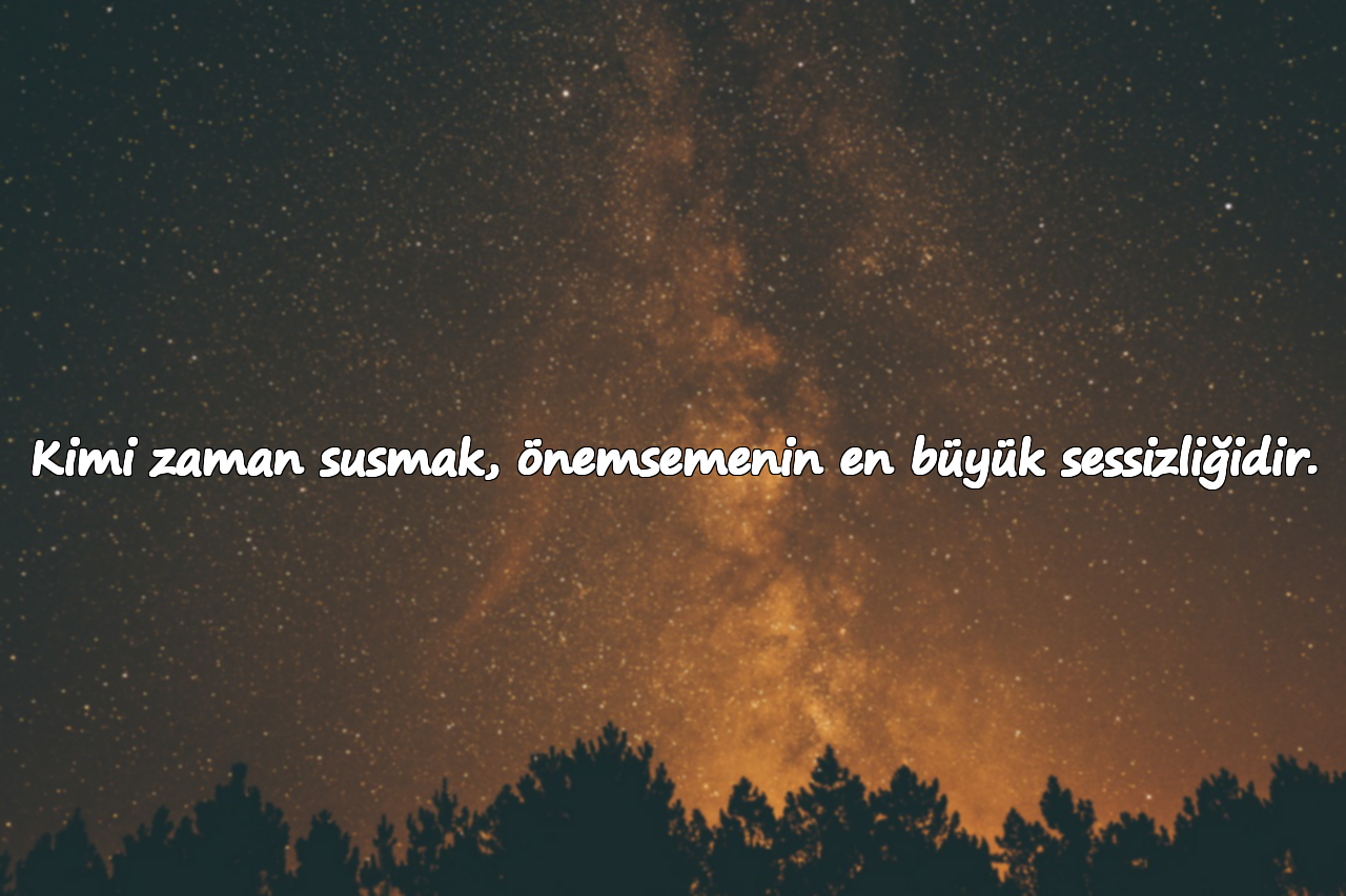 Kimi zaman susmak, önemsemenin en büyük sessizliğidir.