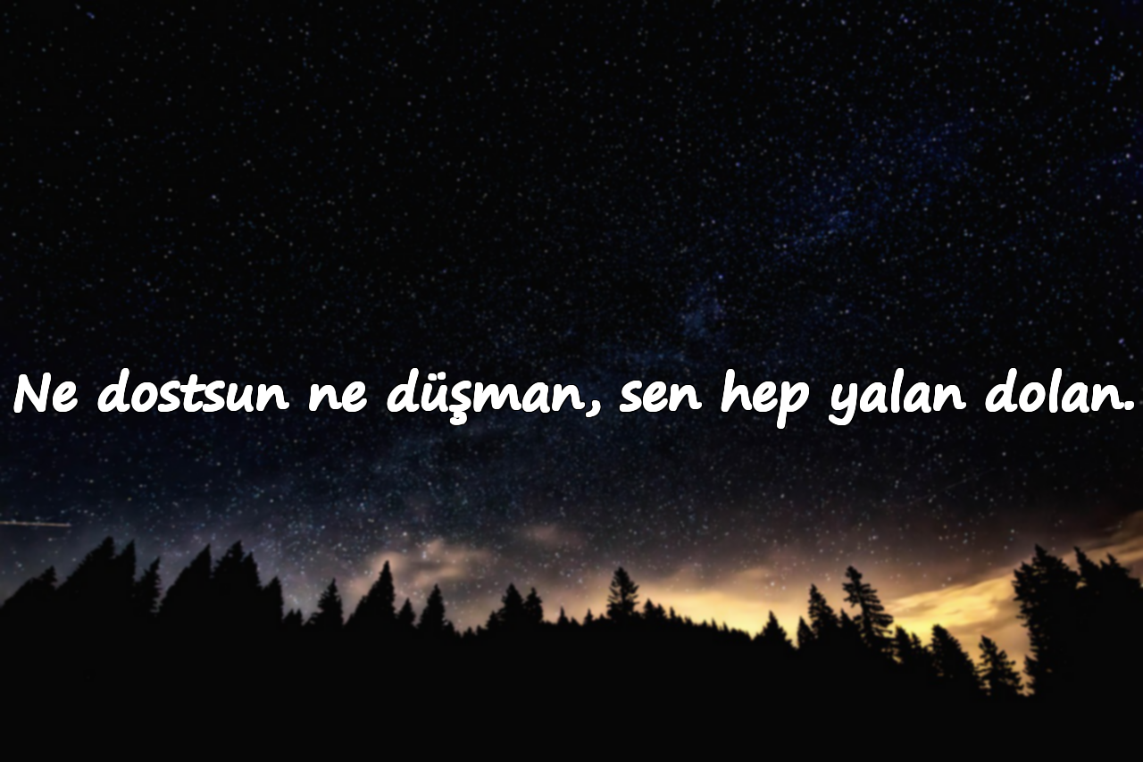 Ne dostsun ne düşman, sen hep yalan dolan.