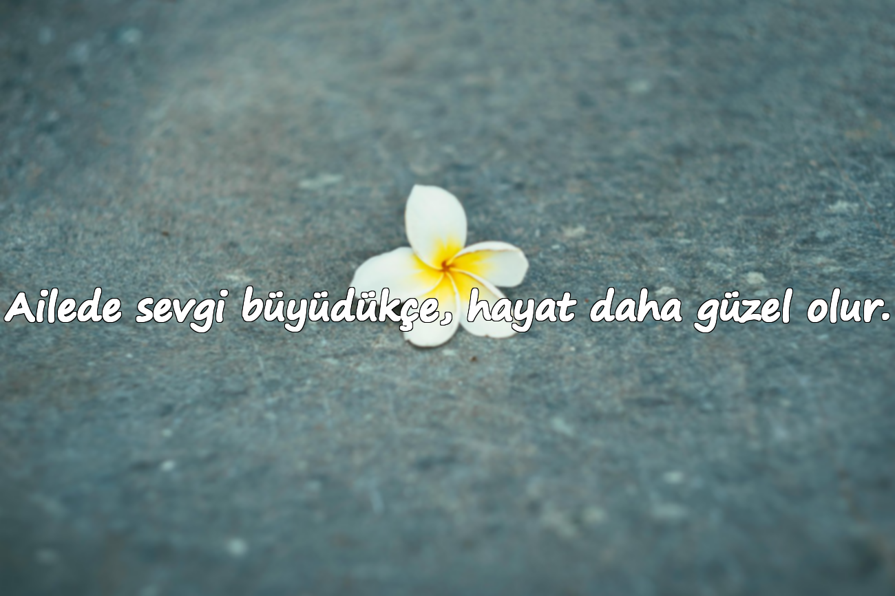 Ailede sevgi büyüdükçe, hayat daha güzel olur.